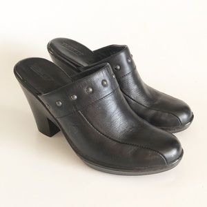 Born Black Leather Studded Mule Clogs